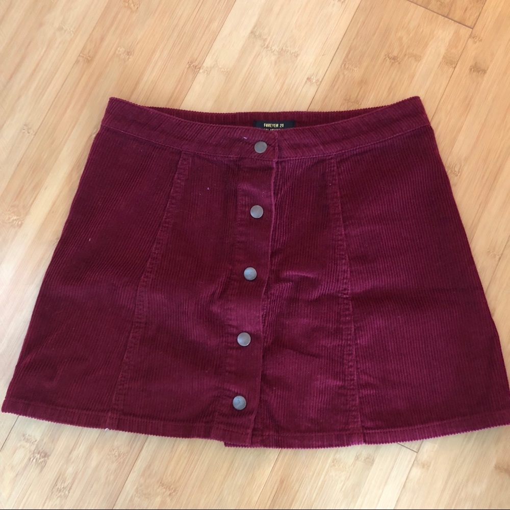 Burgundy Button Up Skirt